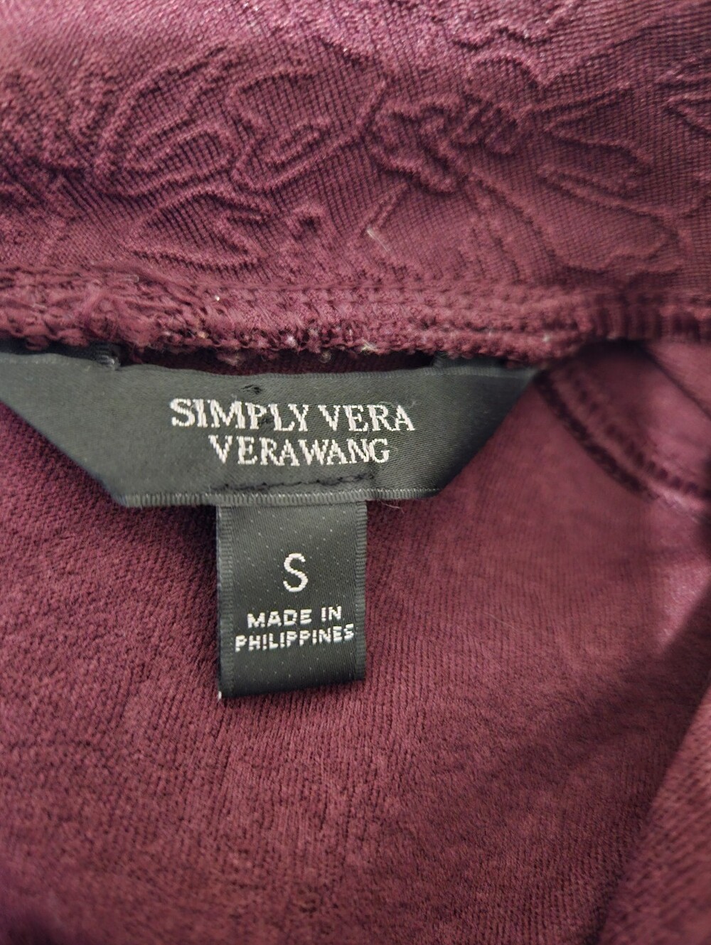 Simply Vera Vera Wang Burgundy Textured Mock Neck Dress - Picture 2 of 4